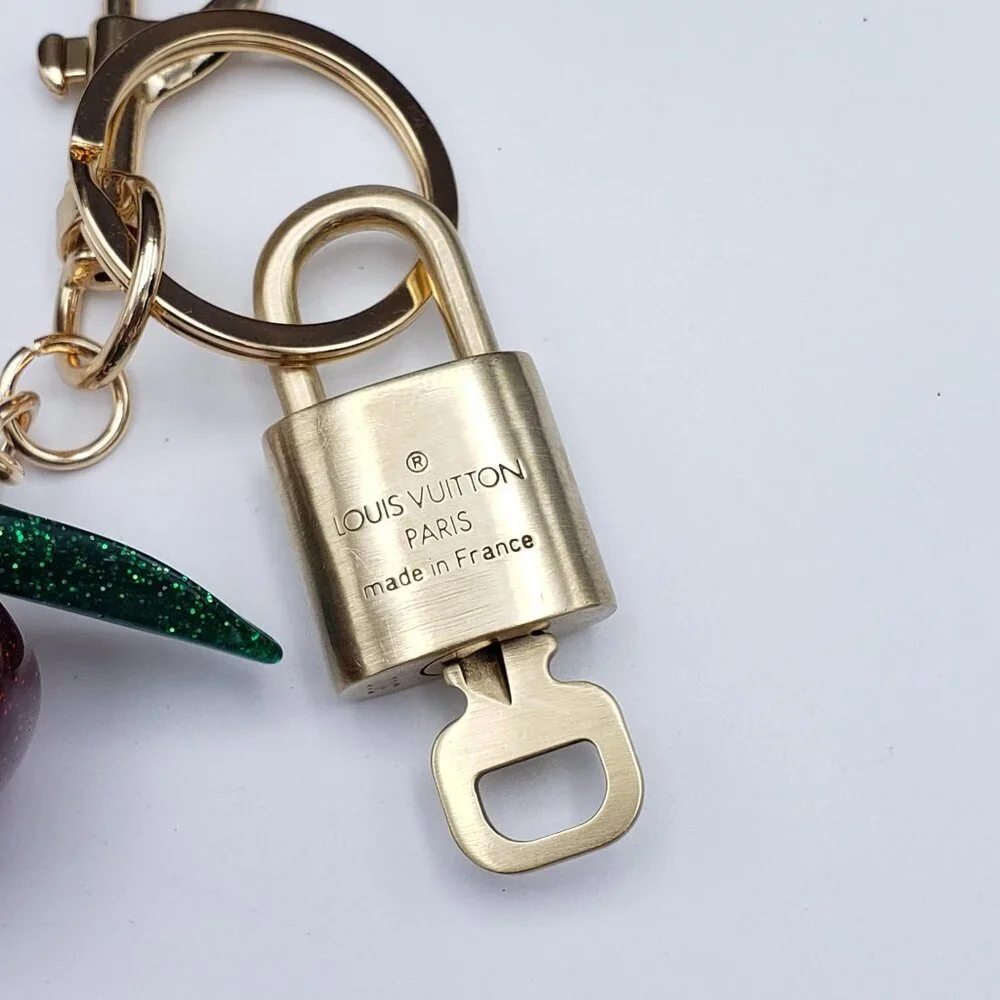 Authentic Louis Vuitton Lock & Key with Unbranded Apple Charm, Keychain